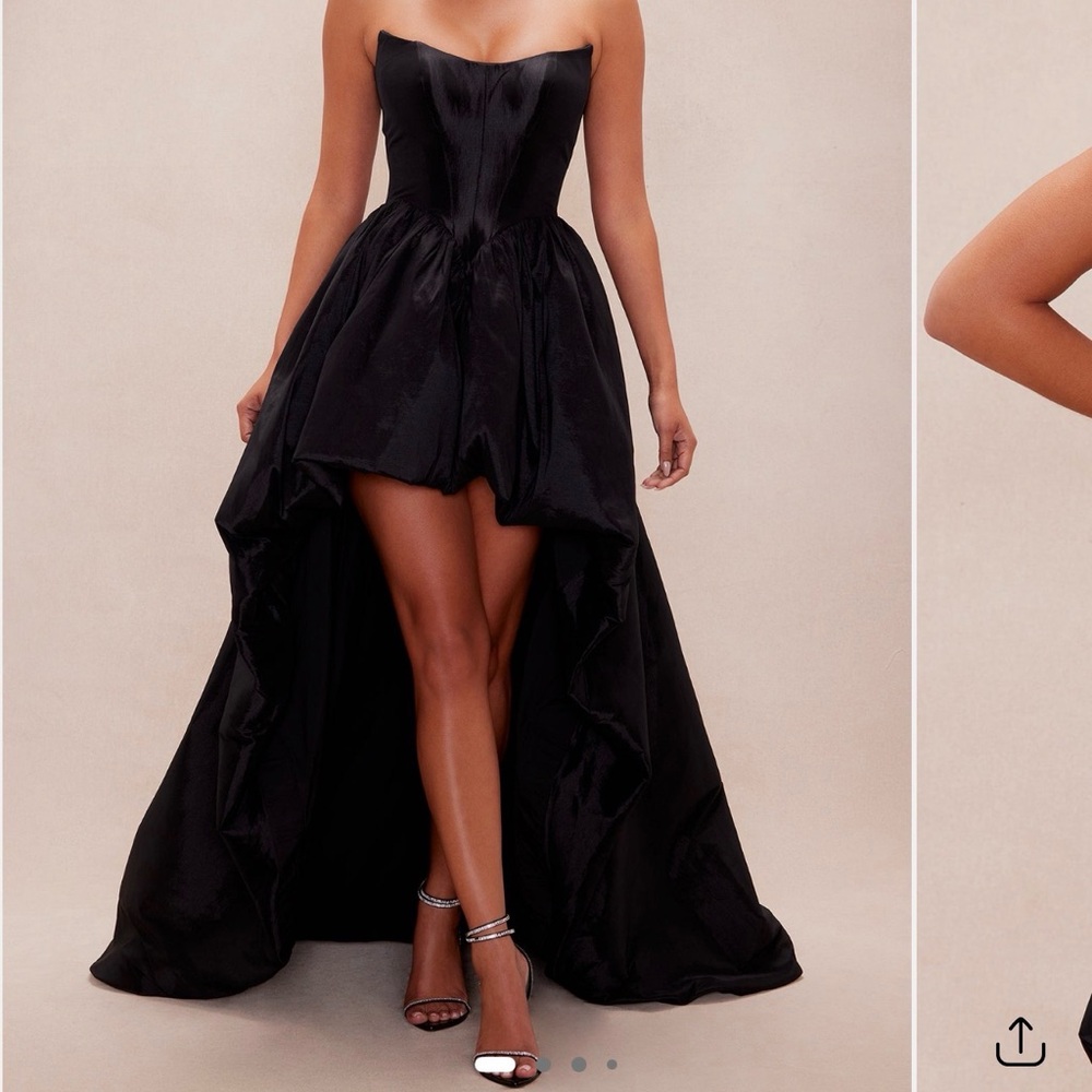 Fashion Nova Black Strapless High Low Dress
